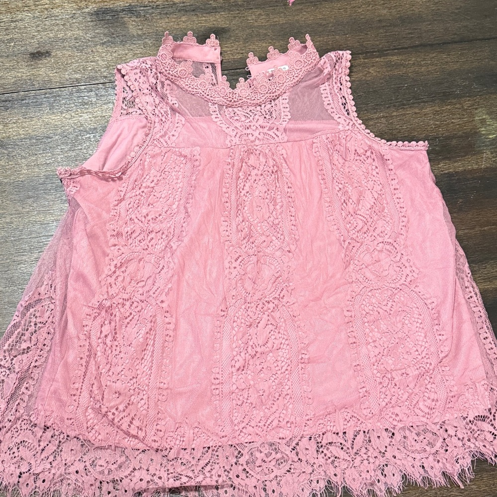 Pink Lace Sleeveless Top